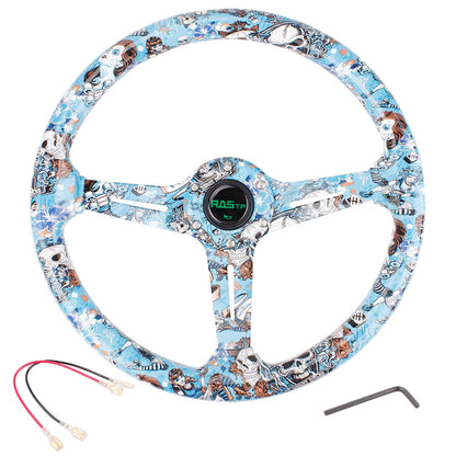 14Inch/350mm Acrylic Steering Wheel Graffiti Steering Wheel 6 Bolt with Horn