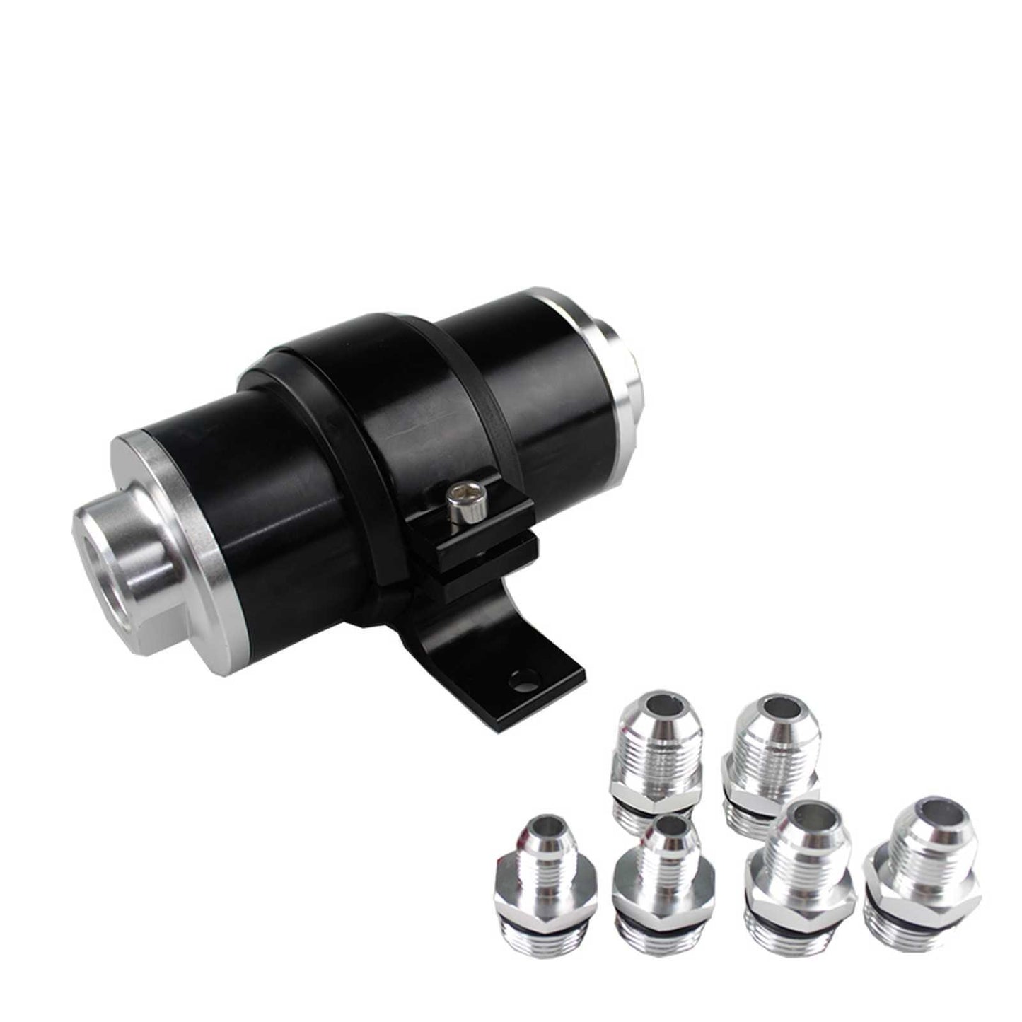 High Flow Fuel Filter 100 Micron Element with Fittings AN6 AN8 AN10 Adaptor+Bracket