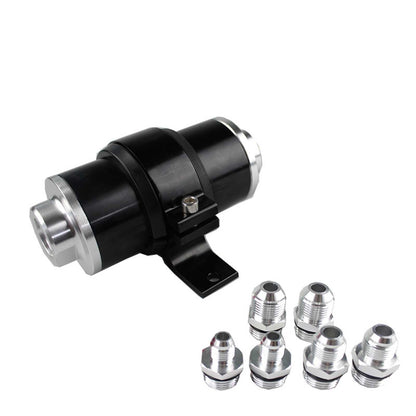 High Flow Fuel Filter 100 Micron Element with Fittings AN6 AN8 AN10 Adaptor+Bracket