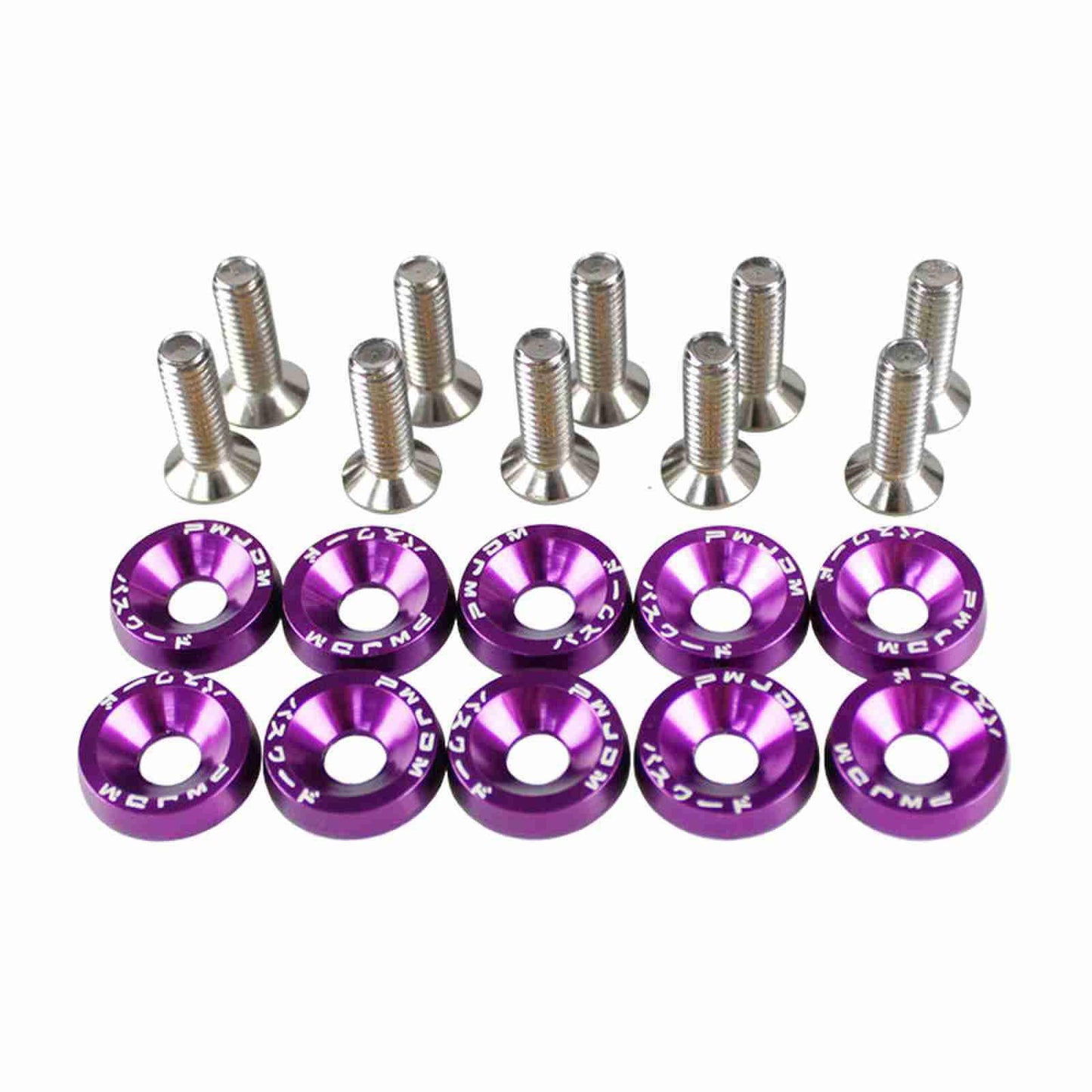 JDM Style Aluminum 10Pcs M6 Bolts Car Engine Bumper Fender Washers License Plate Screws