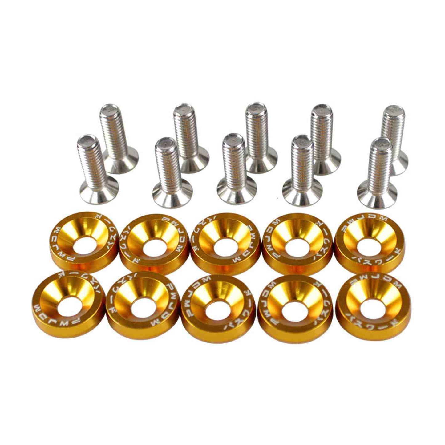 JDM Style Aluminum 10Pcs M6 Bolts Car Engine Bumper Fender Washers License Plate Screws