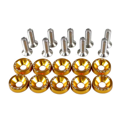 JDM Style Aluminum 10Pcs M6 Bolts Car Engine Bumper Fender Washers License Plate Screws