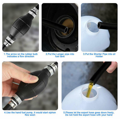 Liquid Oil Water Fluid Transfer Siphon Hand Pump Kit Manual Fuel Gas Tank 5.9FT