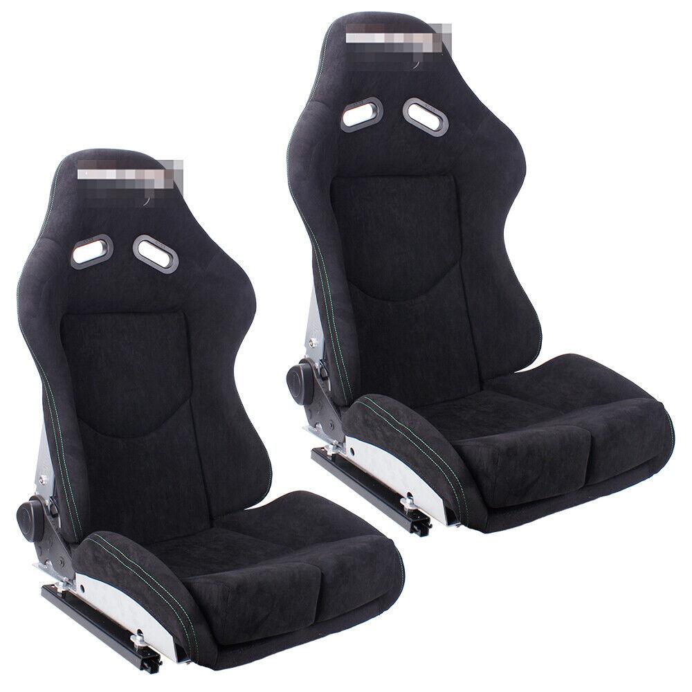 2Pcs Racing Seats Real Carbon Fiber Shell Adjustable Backrest(17" wide)