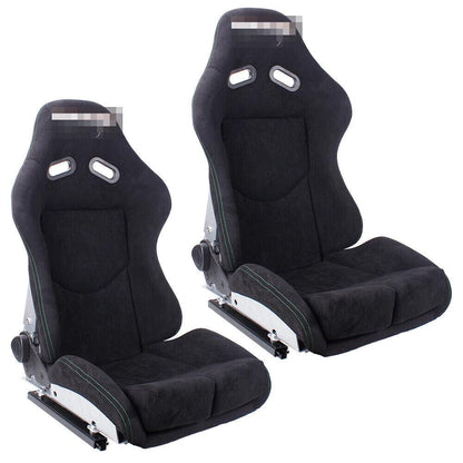 2Pcs Racing Seats Real Carbon Fiber Shell Adjustable Backrest(17" wide)
