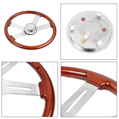 18 Inch 4 Spoke Wood Truck Steering Wheel for Freightliner, Kenworth, Peterbilt, Volvo