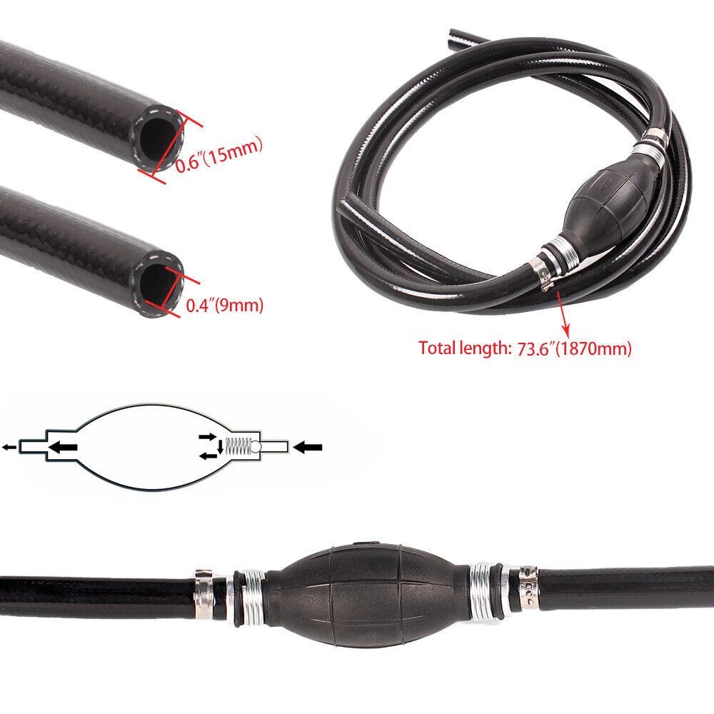 Liquid Oil Water Fluid Transfer Siphon Hand Pump Kit Manual Fuel Gas Tank 5.9FT