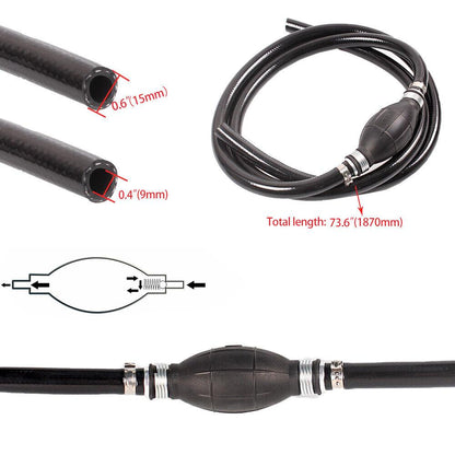 Liquid Oil Water Fluid Transfer Siphon Hand Pump Kit Manual Fuel Gas Tank 5.9FT