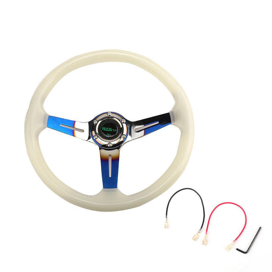 13 Inch Luminous Steering Wheel Sport Steering Wheel 6 Bolt with Horn