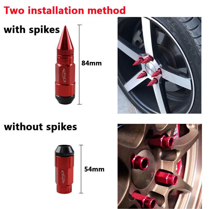 20Pcs Anti Theft Wheel Lug Nuts M12x1.25/1.5 with Spike Extended Tuner Nut
