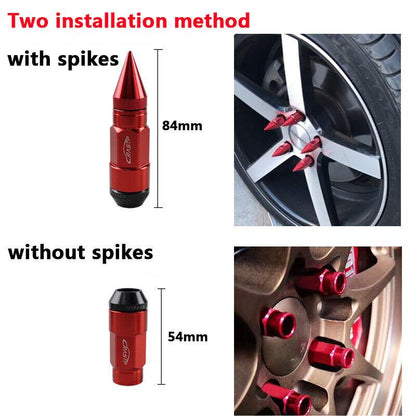 20Pcs Anti Theft Wheel Lug Nuts M12x1.25/1.5 with Spike Extended Tuner Nut
