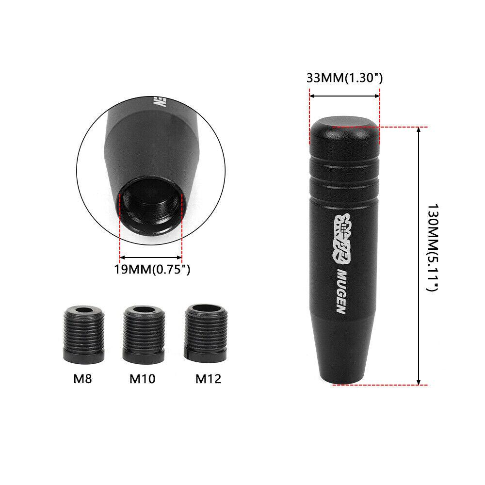Universal Aluminum Manual Long Gear Stick Shift Knob Shifter with 3 Adapter