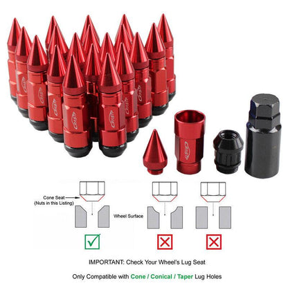20Pcs Anti Theft Wheel Lug Nuts M12x1.25/1.5 with Spike Extended Tuner Nut