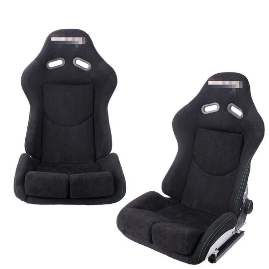 2Pcs Racing Seats Real Carbon Fiber Shell Adjustable Backrest(17" wide)