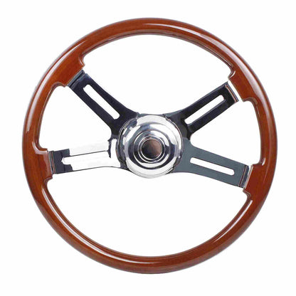 18 Inch 4 Spoke Wood Truck Steering Wheel for Freightliner, Kenworth, Peterbilt, Volvo