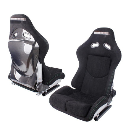 2Pcs Racing Seats Real Carbon Fiber Shell Adjustable Backrest(17" wide)