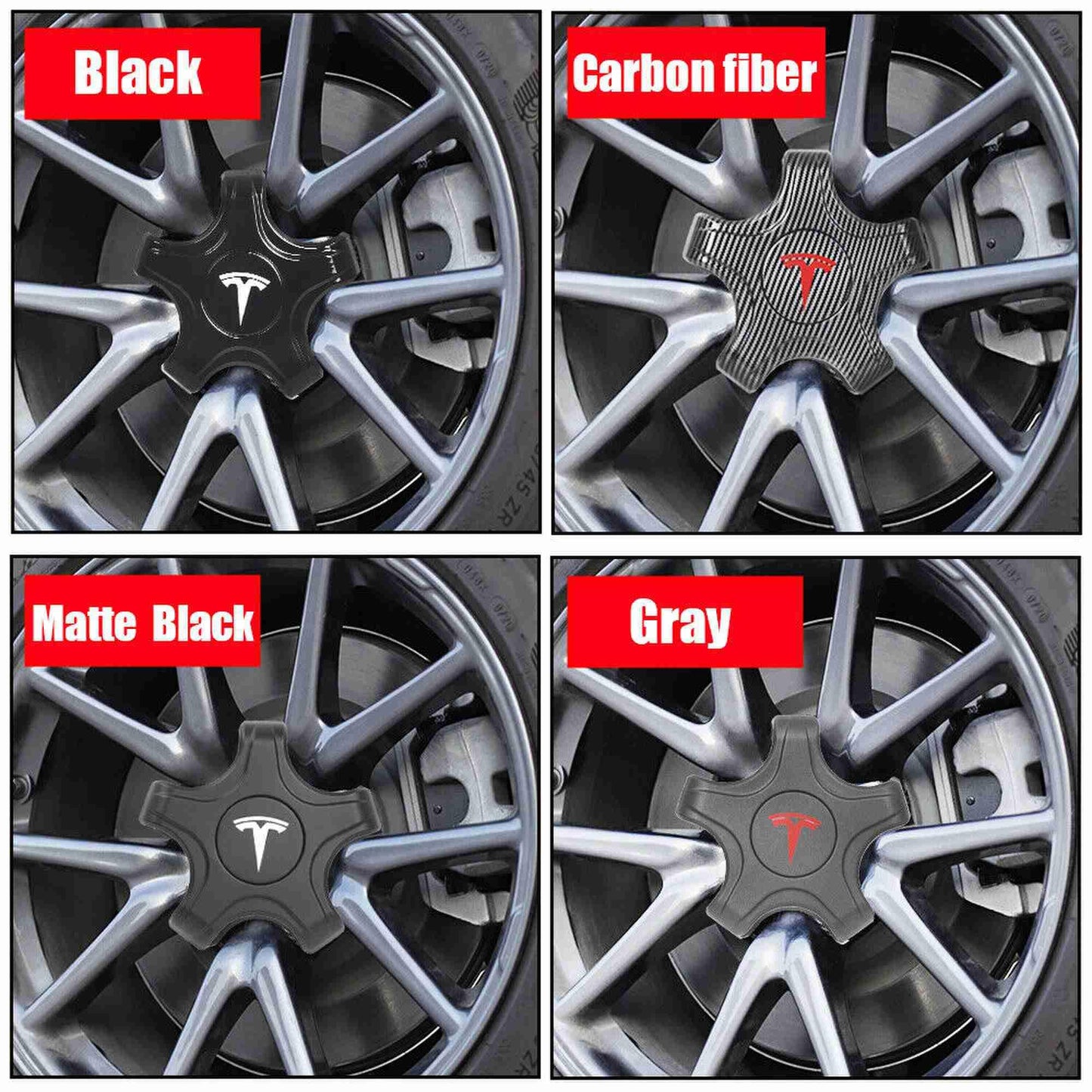 4Pcs Carbon Fiber Tesla Model 3 Wheel Center Hub Caps