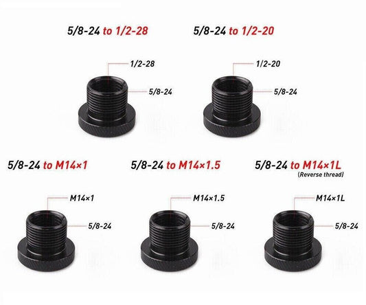 5Pcs Oil Filter Thread Adapter 5/8-24 to 1/2-28, 1/2-20, M14x1, M14x1.5, M14x1L