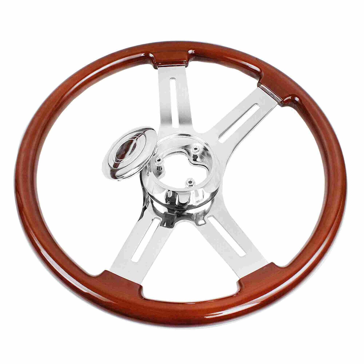 18 Inch 4 Spoke Wood Truck Steering Wheel for Freightliner, Kenworth, Peterbilt, Volvo