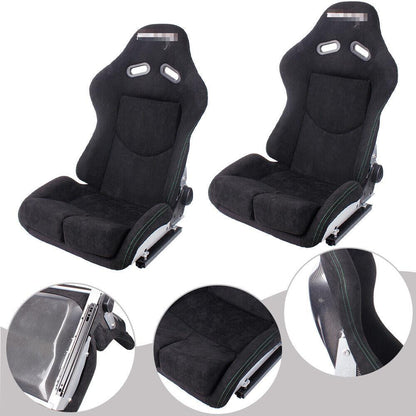 2Pcs Racing Seats Real Carbon Fiber Shell Adjustable Backrest(17" wide)