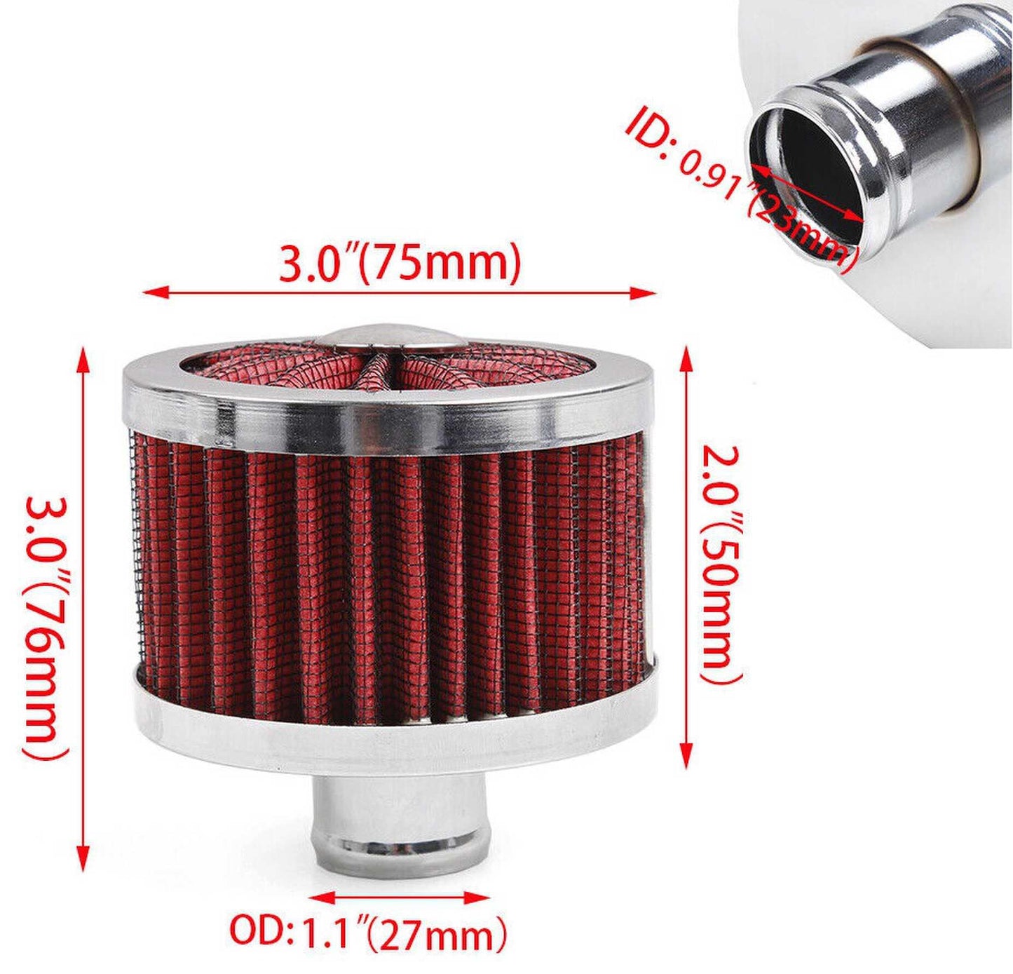 1 Inch Car Cold Air Intake Filter High Flow Breather Filter