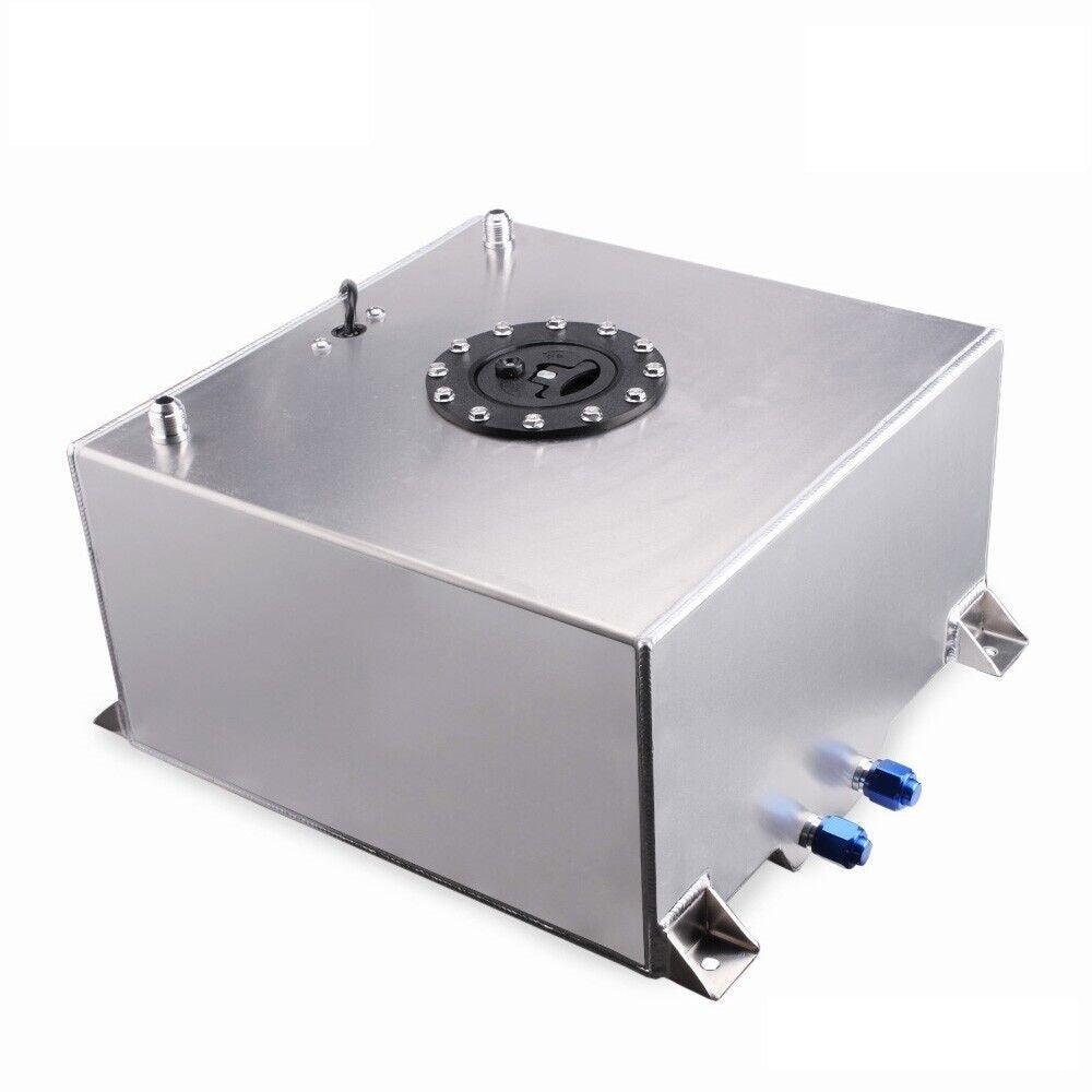 10 Gallon 40L Auxiliary Fuel Tank with Cap & Level Sender Polished Aluminum