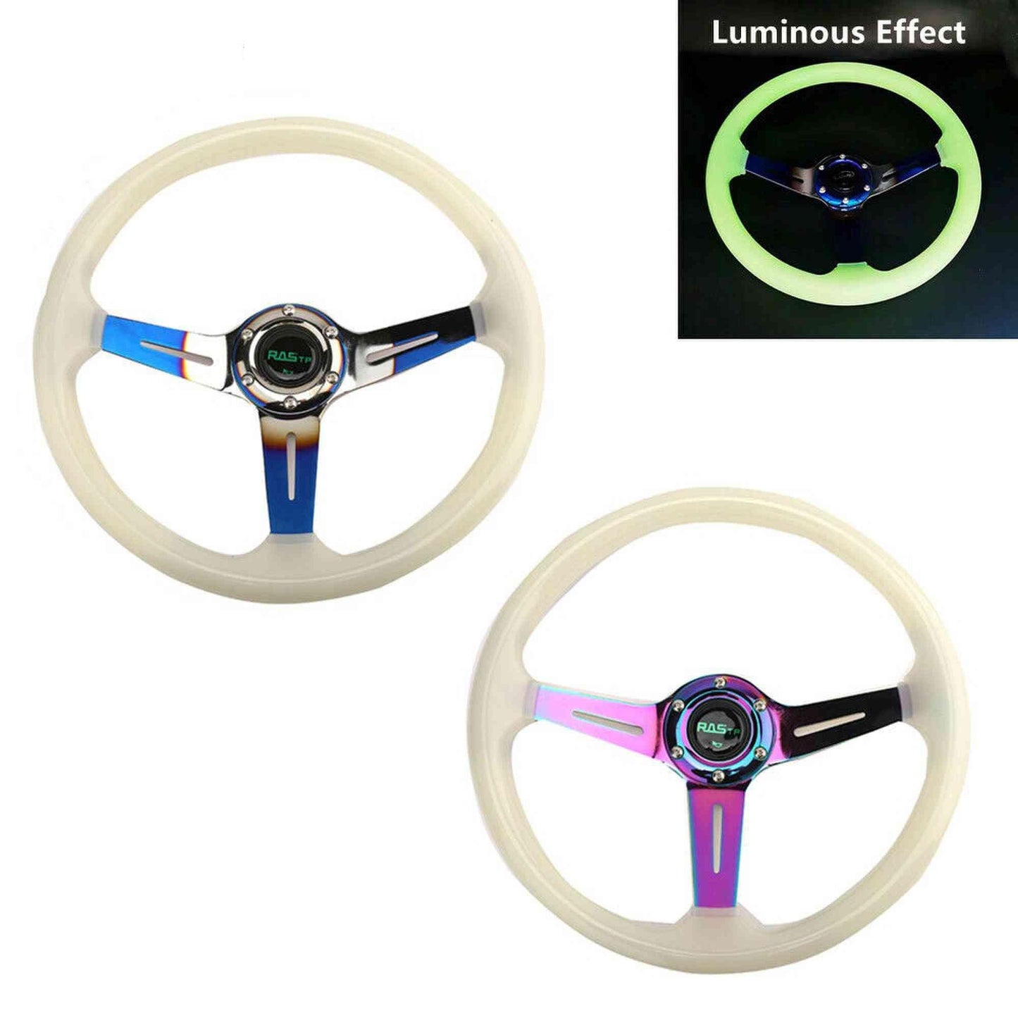 13 Inch Luminous Steering Wheel Sport Steering Wheel 6 Bolt with Horn